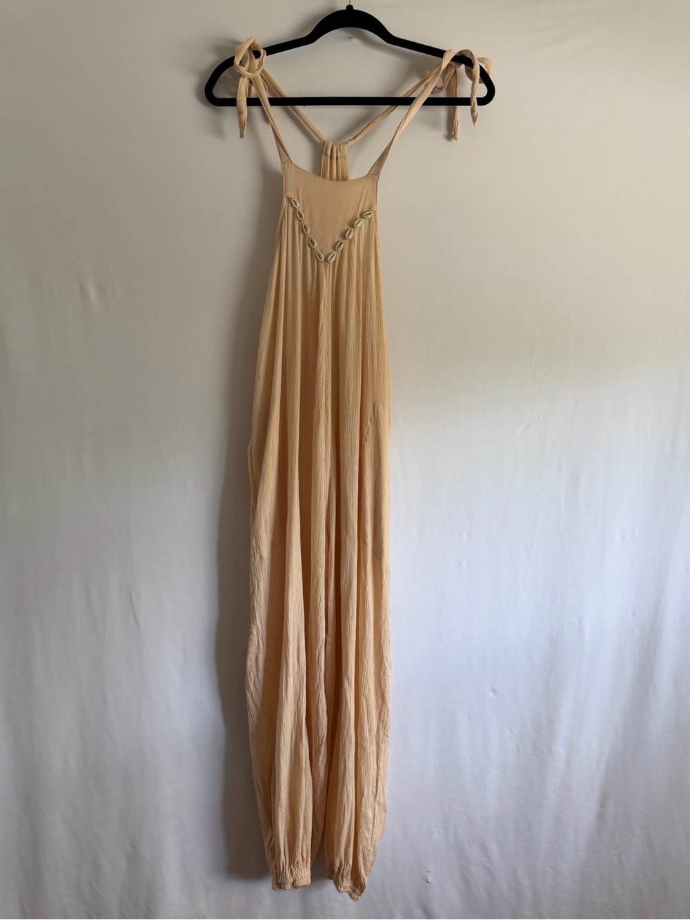Mora Womens Jumpsuit One Size Romper Tie Shoulder Sleeveless shell detail